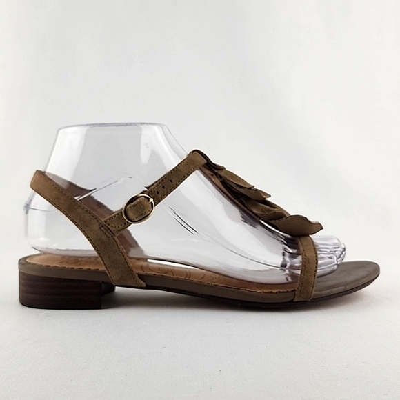 Indigo By Clarks Tan Suede Leather Slingback Strappy Sandals Low Heel Size 7M - Picture 3 of 16